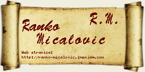 Ranko Mićalović vizit kartica